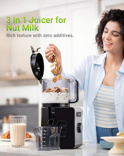Juicer Machine, 6.5" Large Feed Chute Cold Press Juicer with 350W, Slow Masticating Juicer for Whole Vegetables & Fruits, High Juice Yield, Easy to Clean, Black 🍁 All In One Marketplace Canada