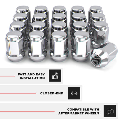 White Knight M12x1.50 Solid Piece Bulge Acorn Lug Nuts (NO Cap) for Select Aftermarket & Factory Wheels, EZ to Install, Durable Carbon Steel, Stylish Triple Layer Chrome Finish - 1907S-20AM (20 Pack) 🍁 All In One Marketplace Canada