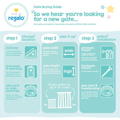 Regalo 2-in-1 Stairway and Hallway Wall Mounted Baby Gate, Includes Banister and Wall Mounting Kit, White 🍁 All In One Marketplace Canada