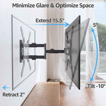 MOUNTUP TV Wall Mounts for Most 26-60 Inches TVs, Full Motion TV Bracket with Swivel and Extension, Articulating Arms, Tilt, Leveling, Single Stud Design, Max VESA 400x400mm up to 77lbs, MU0009 🍁 All In One Marketplace Canada