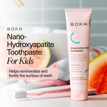 Boka Fluoride Free Toothpaste, Nano Hydroxyapatite, Training Toothpaste - Watermelon Mint Flavor, 4 Fl Oz (113g) 1Pk 🍁 All In One Marketplace Canada