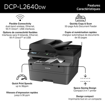 Brother DCP-L2640DW Business Monochrome Multifunction Laser Printer with 700 Prints in-Box 🍁 All In One Marketplace Canada