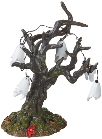 Department 56 6005571 Village Collection Accessories Halloween Ghost Tree Lit Figurine, 6.75 Inch, Multicolor