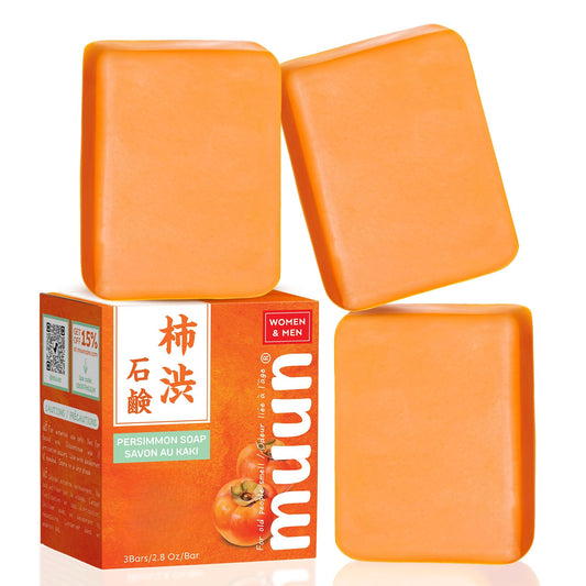 Muun Persimmon Soap (Pack 3) For Old People Smell, Aging Odor - Japanese Deodorant Soap, Deodorizing Body Wash, Smooth Deeply Cleansing - Body Odor Eliminator for Women & Men 🍁 All In One Marketplace Canada