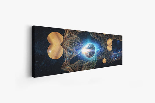 Leinwandbild – Abstrakte Erdkomposition – Goldlack – Wandkunst
