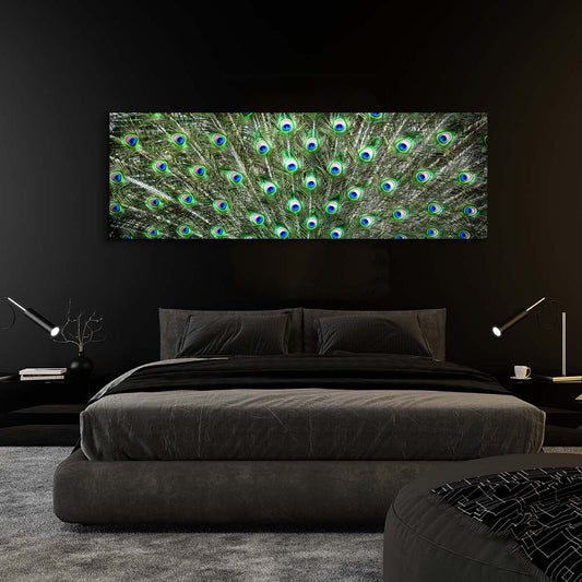 Große Leinwand Wandkunst – Pfauenfedern – Naturkunstwerk
