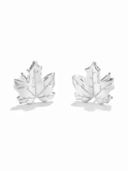 Maple Leaf Stud Earring - Silver Plate
