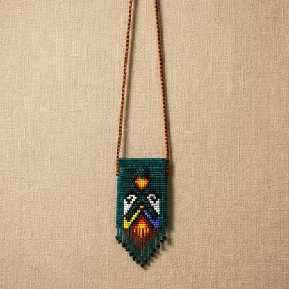 Handcrafted Beaded Medicine Bag- Dark Green