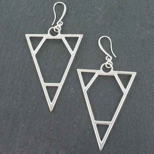 Triangle Earrings In Silver Plate