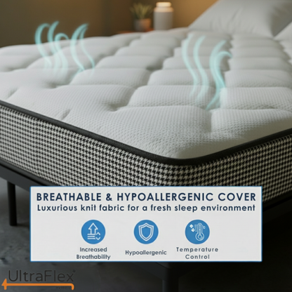 UltraFlex® DreamWeaver Matratzen- und Boxspring-Set – Mittelfeste Taschenfederkern-Hybridmatratze – Kanadische Orthopädische Unterstützung mit Kühlgel-Schaum, gesteppter Oberseite, atmungsaktivem & hypoallergenem Komfort, Randstütze & Bewegungstrennung