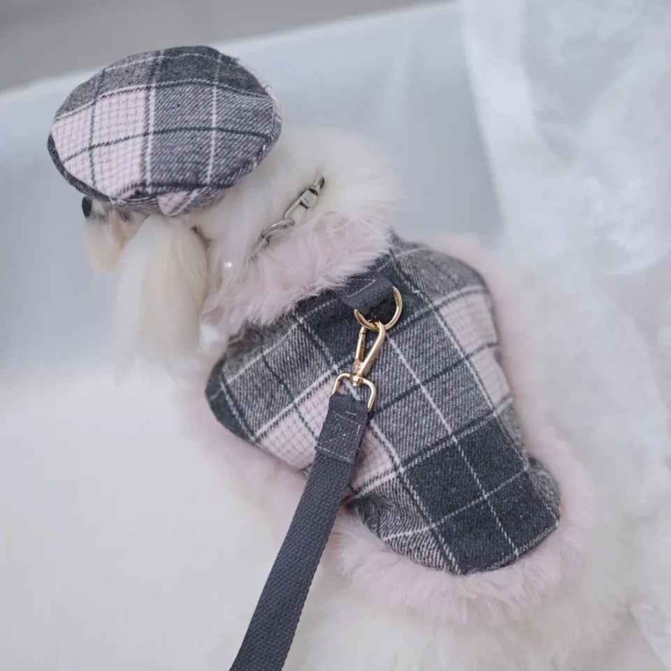 Ophelia Plaid Dog Harness Set | Outfit with Hat and Leash