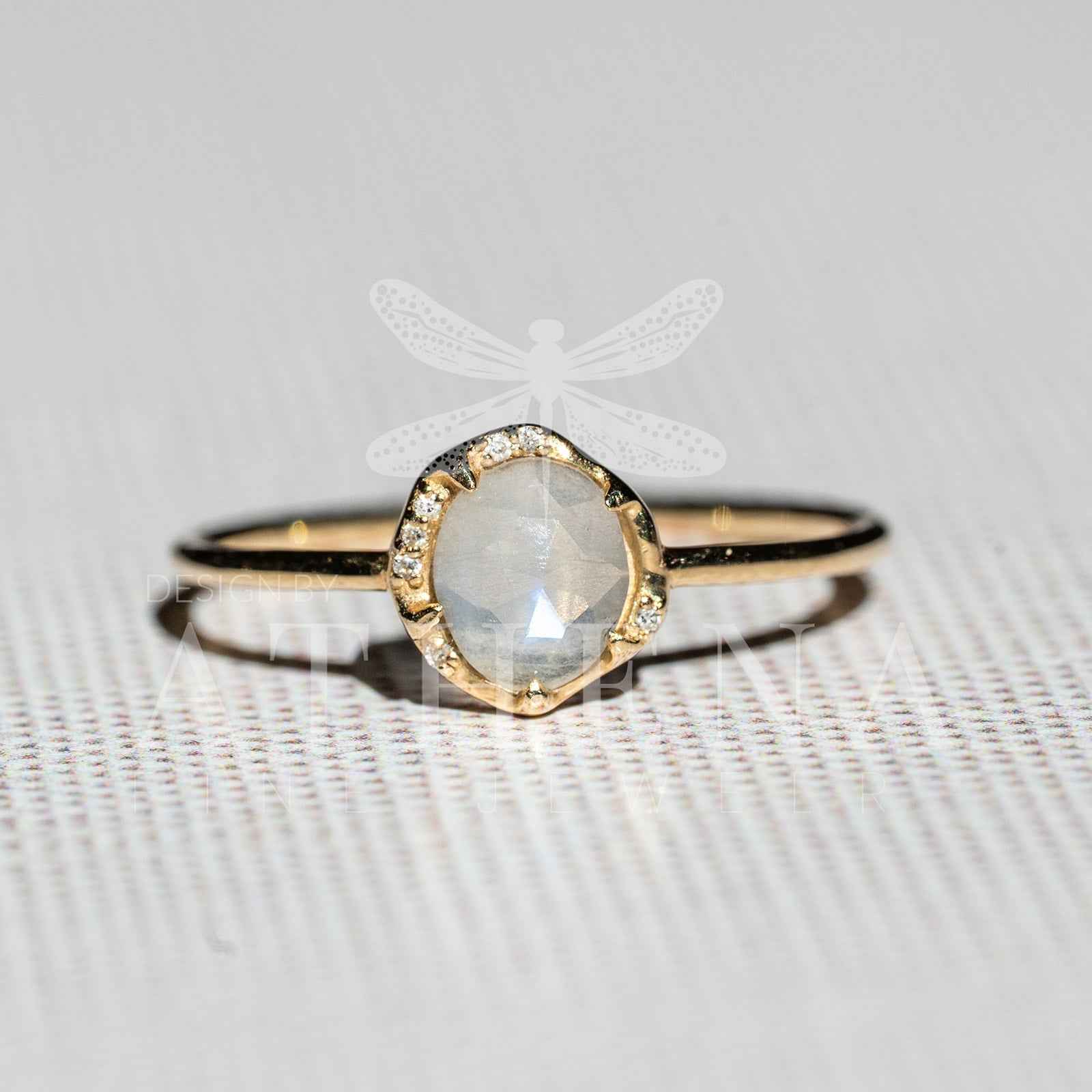 Moonstone Solitaire Ring in 14K Yellow Gold