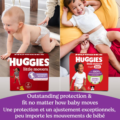 Huggies Size 4 Baby Diapers, Little Movers HuggFit 360° Baby Diapers with 360° Waistband, Size 4 (22-37 lbs), 64 Count, Packaging May Vary 🍁 All In One Marketplace Canada