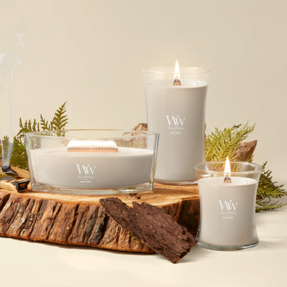 WoodWick Hourglass Scented Candle, Wood Smoke, 21.5 oz., Large, Up to 130 Hours of Burn Time, Fall Candle with Crackling Wick, Soy Wax Blend, Halloween Candle