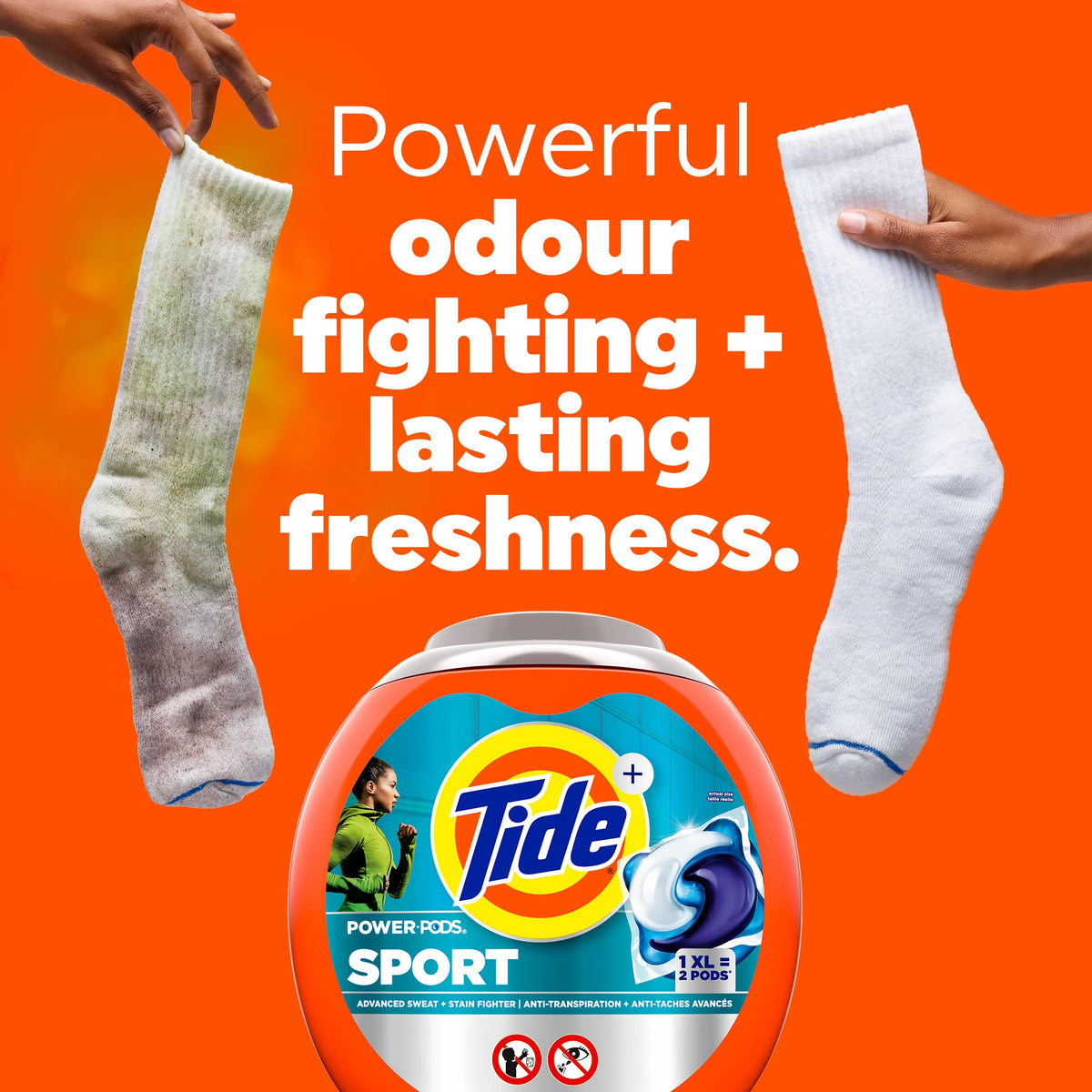 Tide Power Pods Sport Laundry Detergent Pacs, Advanced Sweat + Stain Fighter, 63 Count 🍁 All In One Marketplace Canada