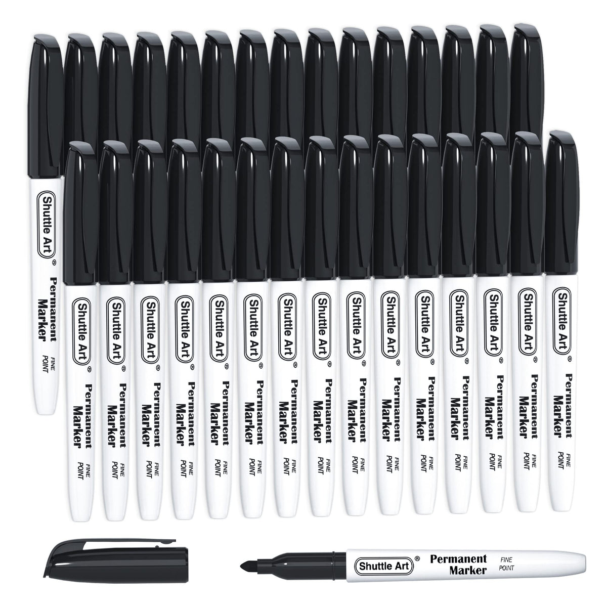 Shuttle Art Permanent Markers, 30 Pack Black Permanent Marker set,Fine Point, Works on Plastic,Wood,Stone,Metal and Glass for Doodling, Marking… 🍁 All In One Marketplace Canada