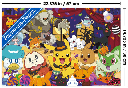 Pokémon: Halloween Party- Group Wall Poster, 22.4L" x 14.7W", Premium Poster & Mount Bundle