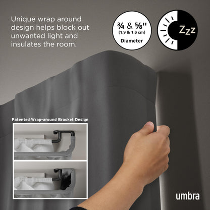 Umbra Twilight Double Curtain Rod Set – Wrap Around Design Ideal for Blackout or Room Darkening Panels, 66 to 144 Inches, Black 🍁 All In One Marketplace Canada