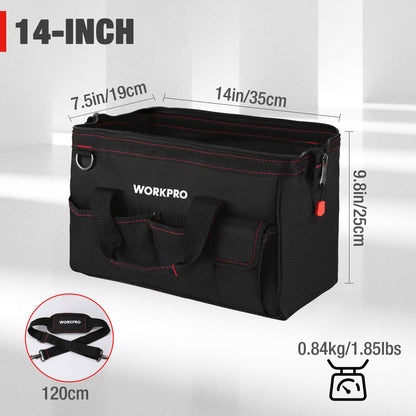 WORKPRO Close Top Wide Mouth Tool Bag Storage Organizer Close Tote, 14" 🍁 All In One Marketplace Canada