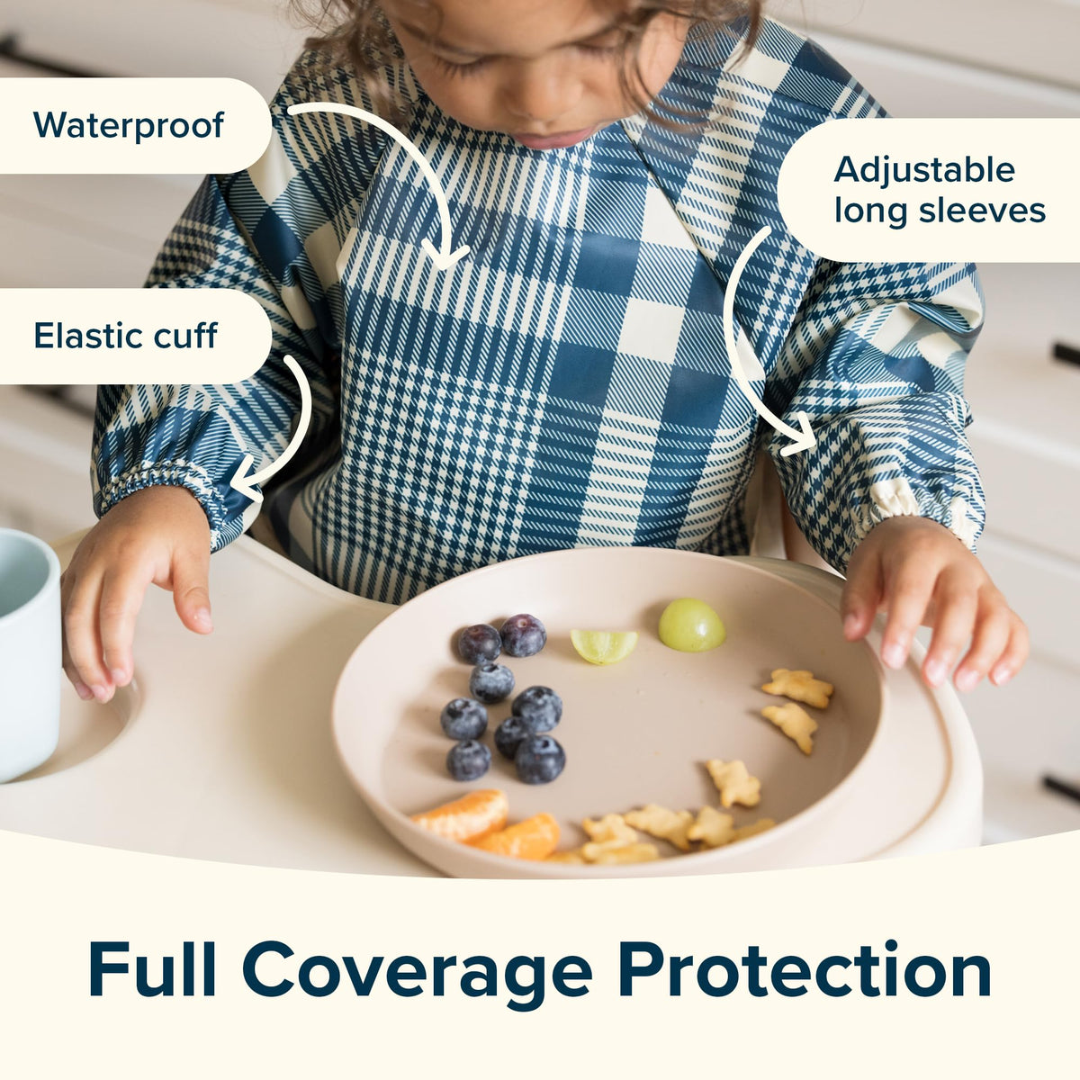 Tiny Twinkle Mess Proof Baby Bib, 2 Pack Long Sleeve Bib Outfit, Waterproof Bibs for Toddlers, Machine Washable, Tug Proof Sage + Charcoal 6-24M 🍁 All In One Marketplace Canada