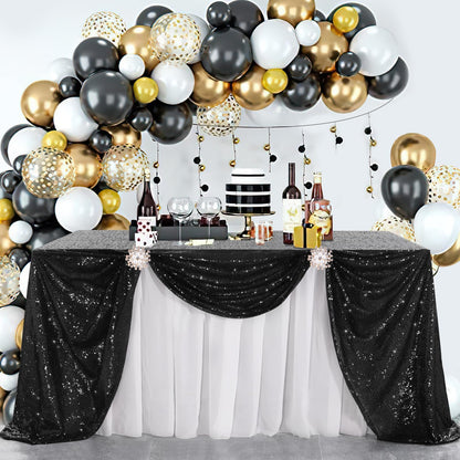 B-Cool 60x102-inch Black Sequin Table Linens Halloween Tablecloth Seamless Glitter Tablecloth Wedding Sequin Tablecloth
