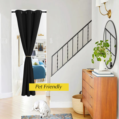 NICETOWN Black Doorway Curtains 84 Inch Length, Thermal Insulated Grommet Closet Door Curtain Room Divider Temporary Halloween Window Treatment for Bedroom, 1 Panel, 42 Inch Wide