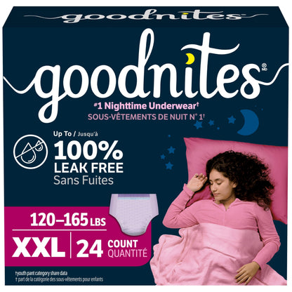 GoodNites Girls' Nighttime Bedwetting Underwear, XXL (120-165 lbs), 24 Ct 🍁 All In One Marketplace Canada