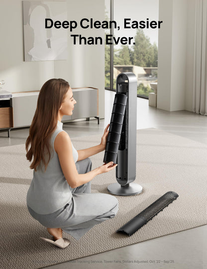 DREO Pilot Max 120° Oscillating Tower Fan, 42 Inch Bladeless Fan for Bedroom, 25dB Quiet DC Motor, Standing Fan with Remote, 12 Hyper Wind Speeds, 4 Modes, 12H Timer Floor Fans for Home Living Room 🍁 All In One Marketplace Canada