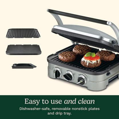 Cuisinart 5-in-1 Griddler with Reversible Nonstick Grill and Griddle Plates, Silver (CGR-4NEC) 🍁 All In One Marketplace Canada