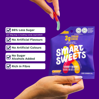SmartSweets Gummy Worms, Low Sugar Gummy Candy, 50g Bags, 12 Pack 🍁 All In One Marketplace Canada
