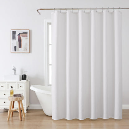 Waffle Weave Shower Curtain with Stainless Steel Hooks - 256 GSM Heavy Duty Fabric Bath Curtains, Hotel Luxury Quality, Water Resistant, Machine Washable, Weighted Hem, 72 x 72 Inches (White) 🍁 All In One Marketplace Canada