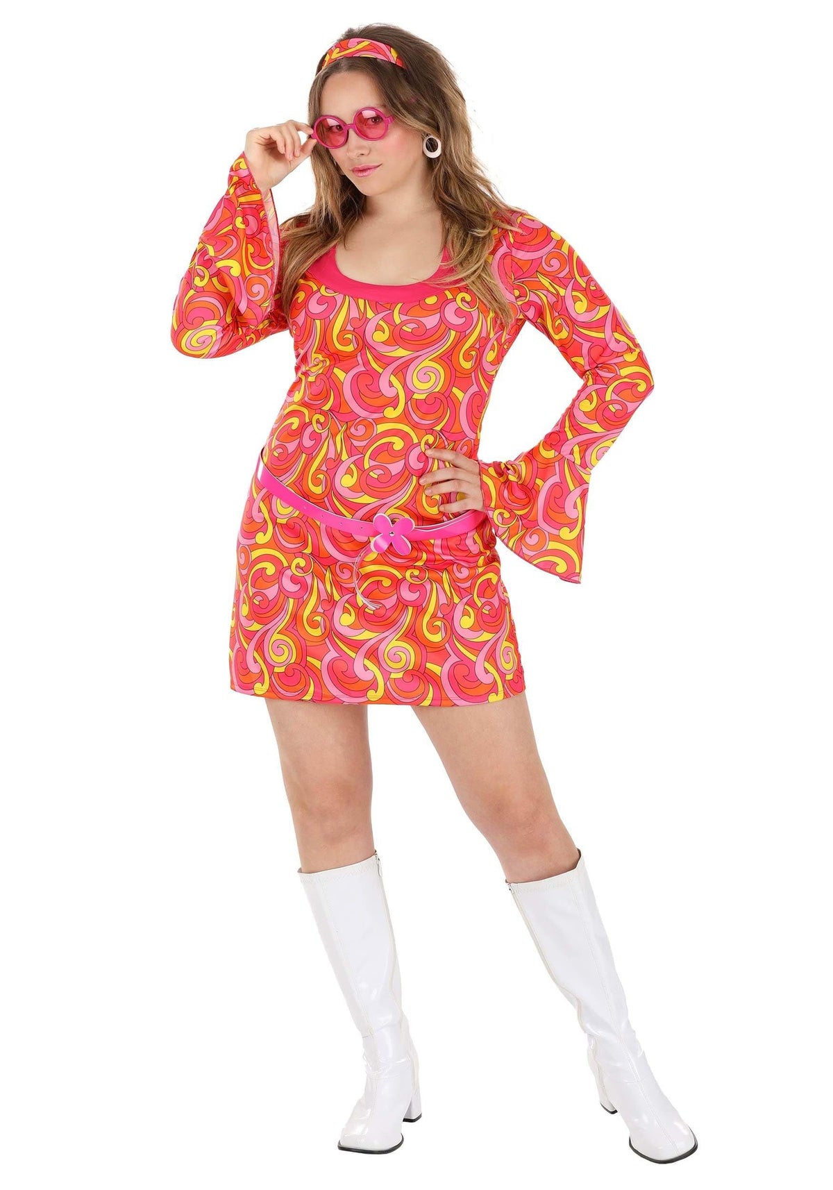 DreamGirl Adult Womens 70s Disco Costume, Groovy Go Go Dancer Outfit, Womens Go Gorgeous Halloween Costume Small