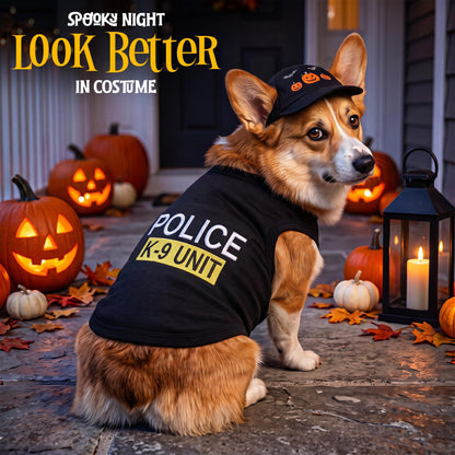 Parisian Pet Police K9 Dog Costume - Dog K9 Halloween Shirt - Pet Police Costume - Dogs Costumes for Halloween - Dogs Apparel & Accessories - Sleeved Pet Outfit - XL