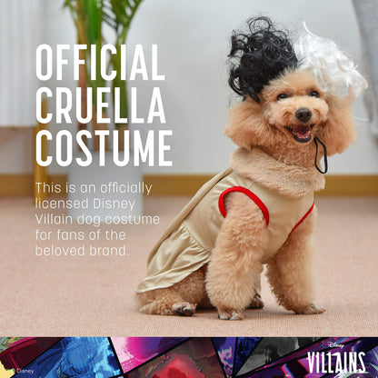 Disney for Pets Halloween Disney Villains Cruella Dog Costume - Officially Licensed Halloween Costumes for Dogs, Size Extra Extra Large