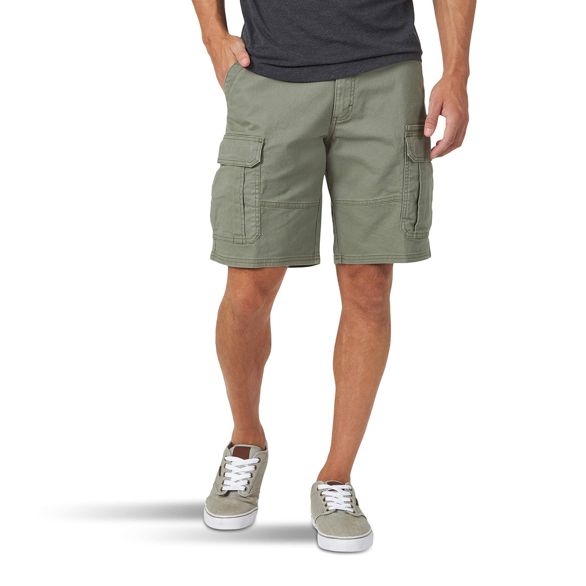 Wrangler Authentics Men's Classic Cargo Stretch Short, Dusty Olive, 34 🍁 All In One Marketplace Canada