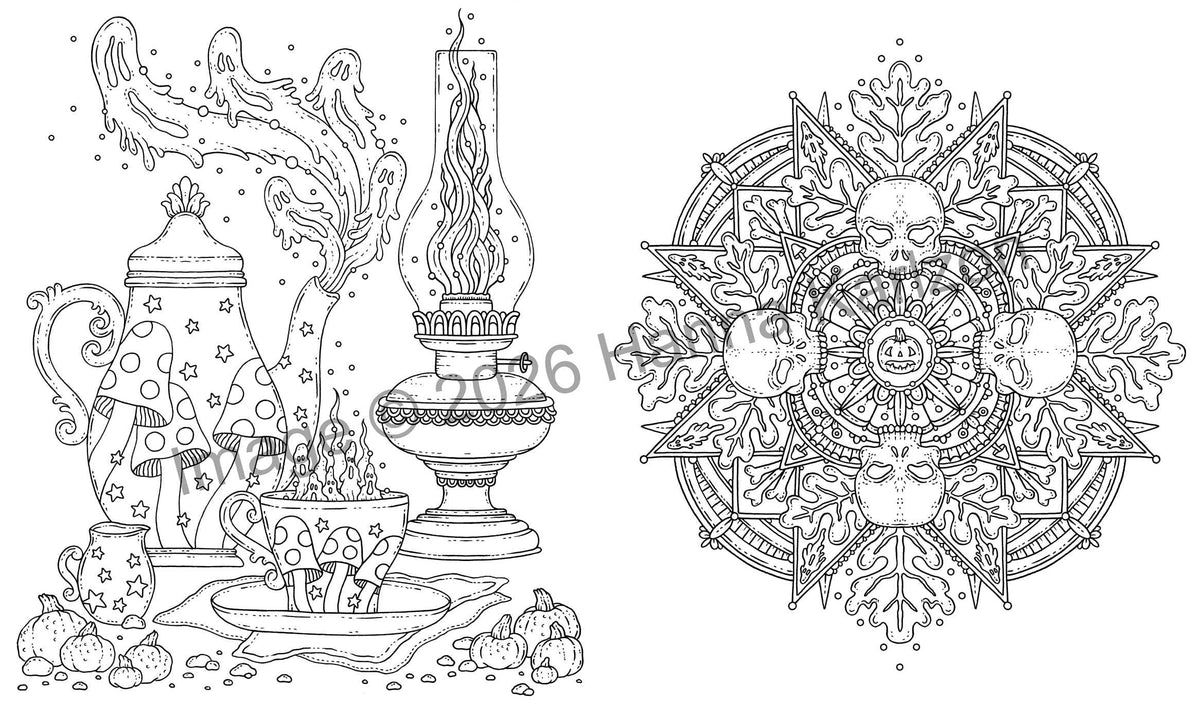 Halloween: Hardcover adult coloring book featuring thick, high-quality paper
