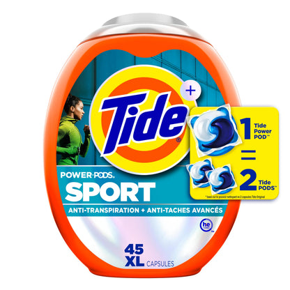 Tide Power Pods Laundry Detergent Pacs with Febreze Sport, Febreze Freshness with Sport Odor Defense, 2.06 kg, 45 Count 🍁 All In One Marketplace Canada