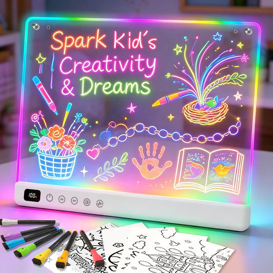 Lumiboard Led Drawing Board with 13 Light Effects, 13.7"x10" Rechargeable Glow Doodle LED Note Board with Colors, Neon Light Up Drawing Tablet Gifts for Kids for Christmas Birthday Gifts Presents 🍁 All In One Marketplace Canada