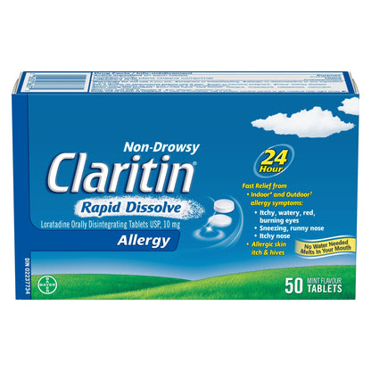 Claritin Rapid Dissolve Allergy Medicine, 24-Hour Non-Drowsy Relief 10 mg, 50 Tablets 🍁 All In One Marketplace Canada