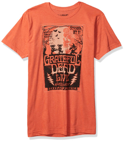 Liquid Blue Unisex Adult Grateful Dead Berkeley Moon Live Halloween Tee T Shirt, Orange, Large US
