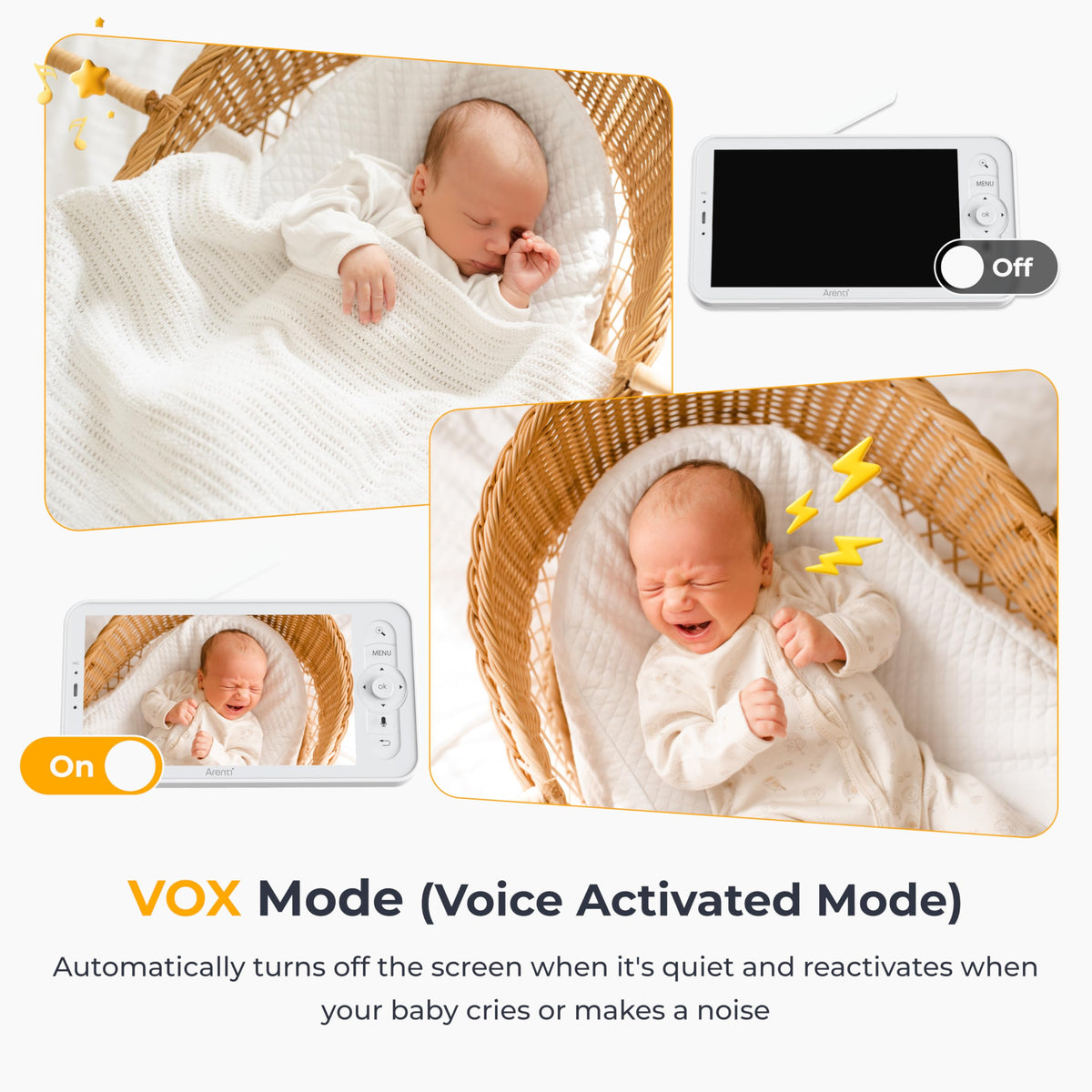 Arenti Baby Monitor, Smart WiFi 6 Baby Camera with 5-Inch Upgraded Wireless Display, 360° View, Auto-Night Vision, Temperature Sensor, Sound & Motion Detection, 2 Way Audio, VOX Mode (B2) 🍁 All In One Marketplace Canada