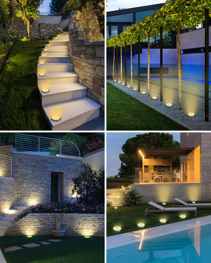btfarm Solar Ground Lights, 10 Pack 8LED Solar Lights Outdoor Waterproof Garden, Pathway Lights Solar Powered in-Ground Lights, Disk Lights Landscape Lighting for Lawn Patio Yard Driveway, Warm White 🍁 All In One Marketplace Canada