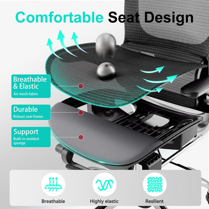 Ergonomic Office Chair,Office Chair with Tilt Function,Mesh Office Chair with Footrest,Ergonomic Chair with Adaptive Backrest, Adjustable Headrest and Flip-Up Armrests 🍁 All In One Marketplace Canada