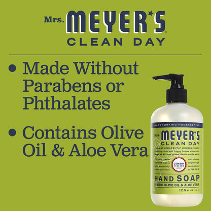 Mrs. Meyer's Clean Day Liquid Hand Soap, Cruelty Free & Biodegradable Hand Wash Formula Made with Essential Oils, Lemon Verbena Scent, 370 ml Bottles, 4 Pack 🍁 All In One Marketplace Canada