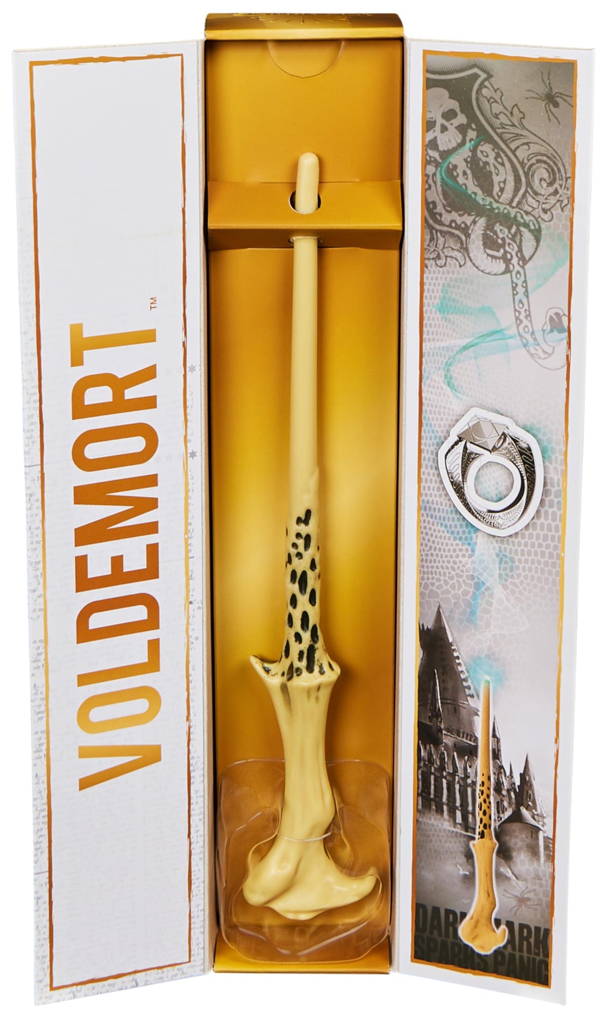 Wizarding World Harry Potter, 12-inch Magical Collector Voldemort Wand with Stand & Die-cast Icon, Magical Artifacts, Accessory for Halloween Costumes