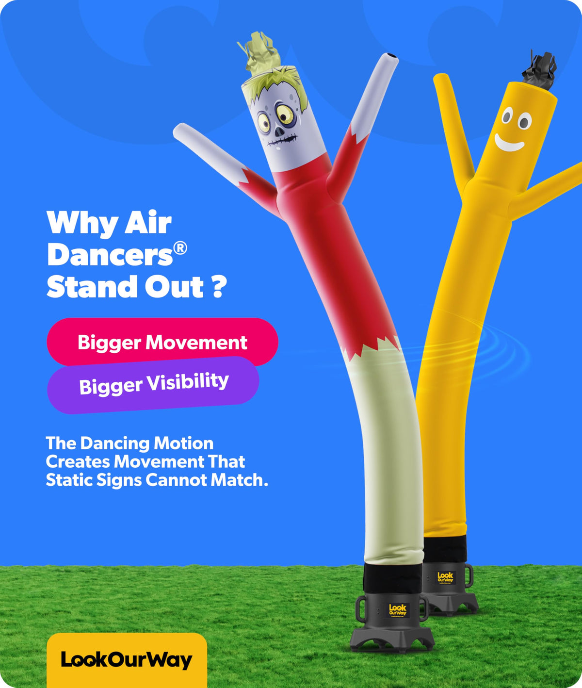 LookOurWay 10ft Monster Air Dancers Inflatable Tube Man Attachment | Halloween Inflatables Outdoor Decoration | Wacky Waving Halloween Blow Up for Yard Display or Business (Blower Not Included)