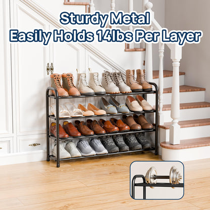 ENJOYBASICS Expandable Metal Shoe Racks for Closet, 4 Tier Adjustable Shoe Organizer Shelf, Black Free Standing Rack Storage for Entryway 🍁 All In One Marketplace Canada