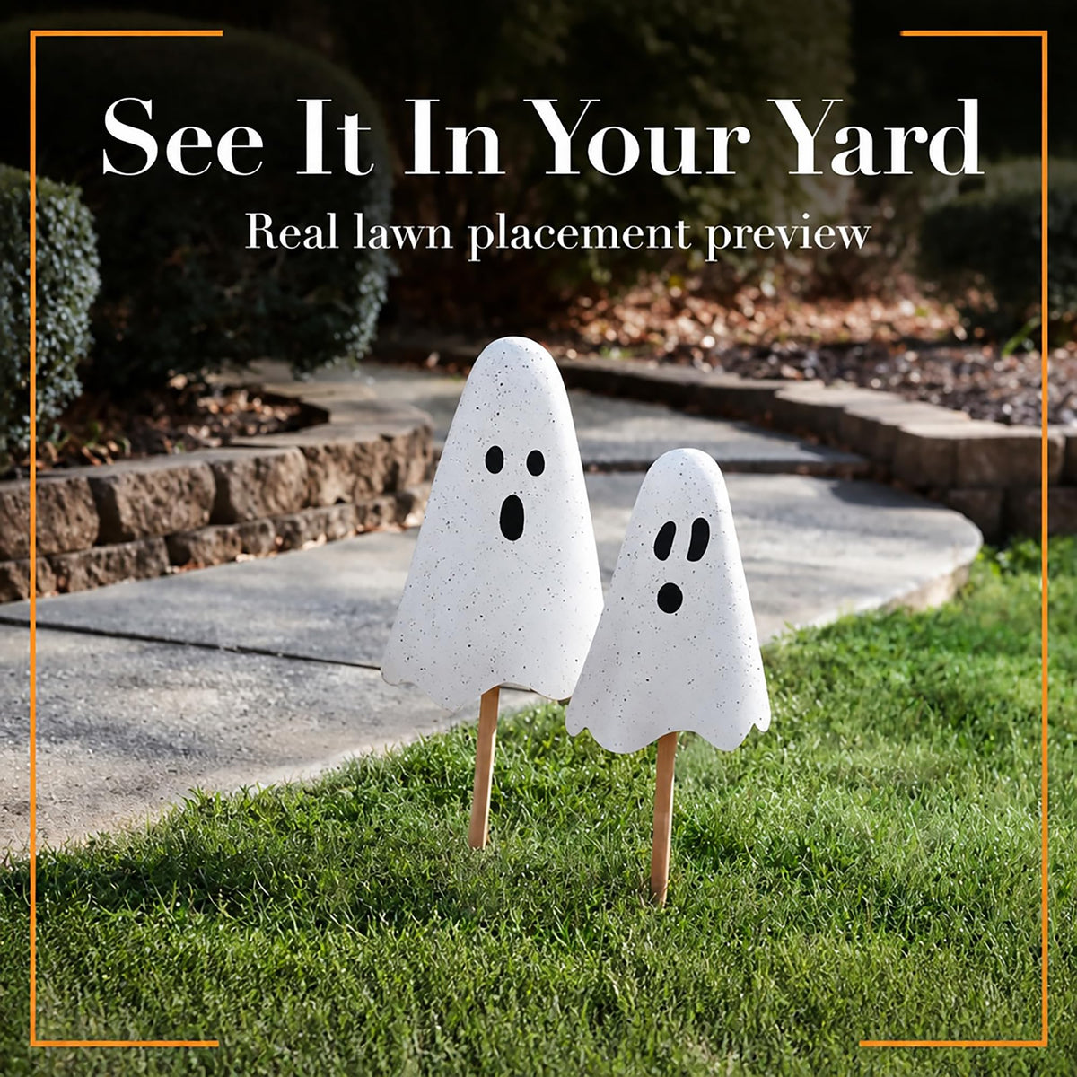 Mud Pie Halloween Metal Ghost Yard Signs, 24", 20"