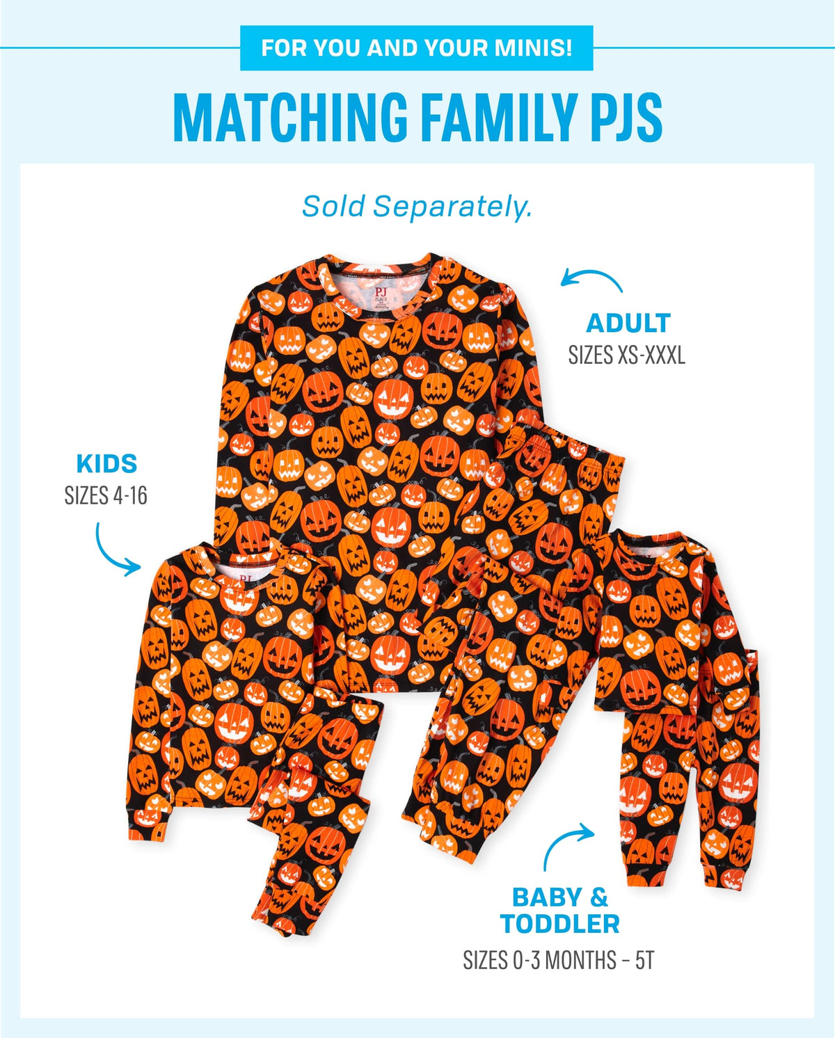 The Children's Place Kids' Family Matching, Halloween Pajama Sets, Cotton, Pumpkin Allover, 2T