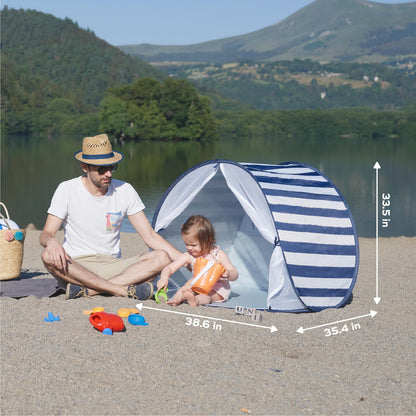 Babymoov Anti-UV Baby & Toddler Beach Tent, Pop-Up Sun Shade Shelter with UPF 50+ Protection, Portable Outdoor Canopy, Ventilated Shade, Floor Mat & Carry Bag, Marine 🍁 All In One Marketplace Canada
